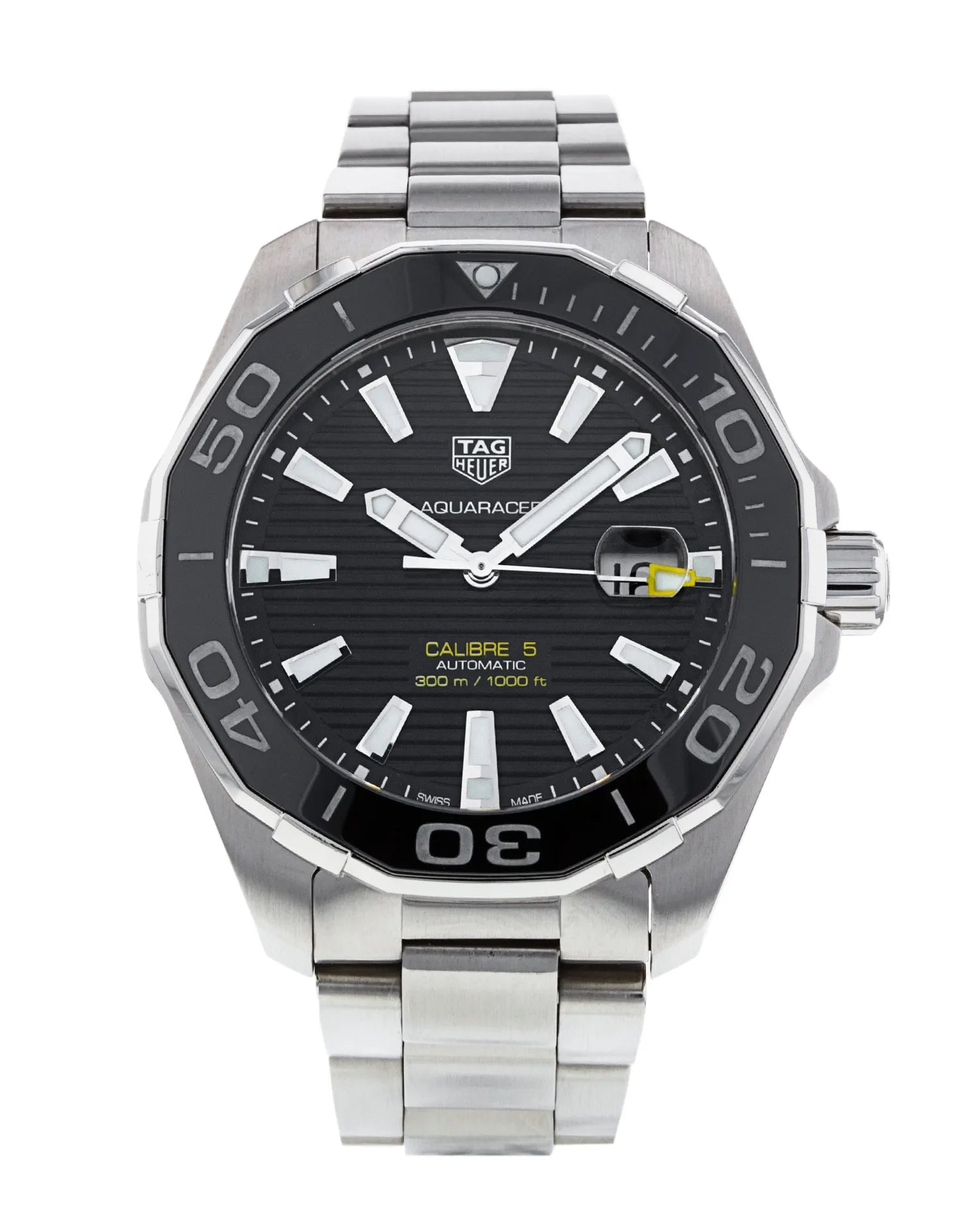  Shop Authentic Tag Heuer Aquaracer Caliber 5 Black Dial Silver Steel Strap Watch for Men - WAY201A .BA0927 - Luxxuri