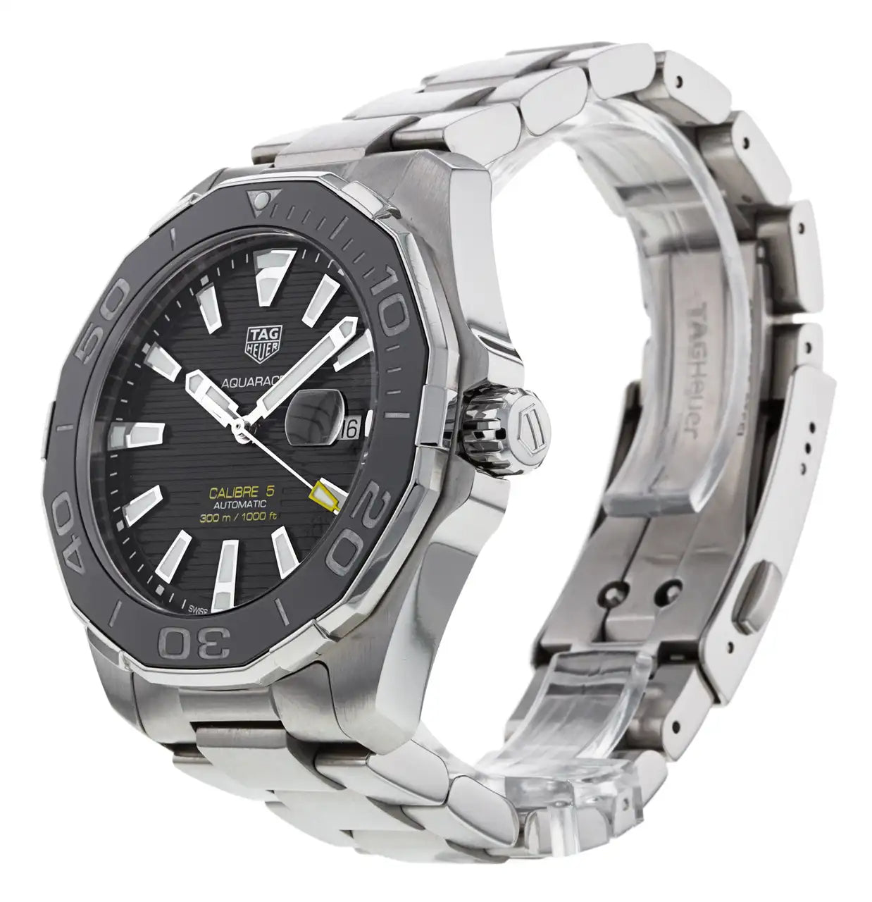  Shop Authentic Tag Heuer Aquaracer Caliber 5 Black Dial Silver Steel Strap Watch for Men - WAY201A .BA0927 - Luxxuri