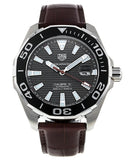  Shop Authentic Tag Heuer Aquaracer Caliber 5 Black Dial Brown Leather Strap Watch for Men - WAY201M.FC6474 - Luxxuri