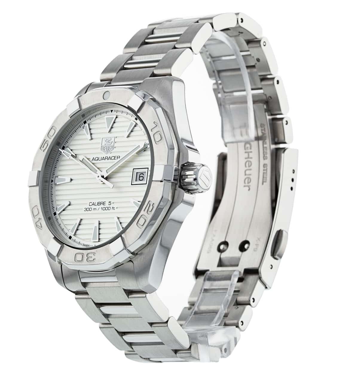 Tag Heuer Aquaracer Automatic White Dial Silver Steel Strap Watch for Men - WAY2111.BA0928