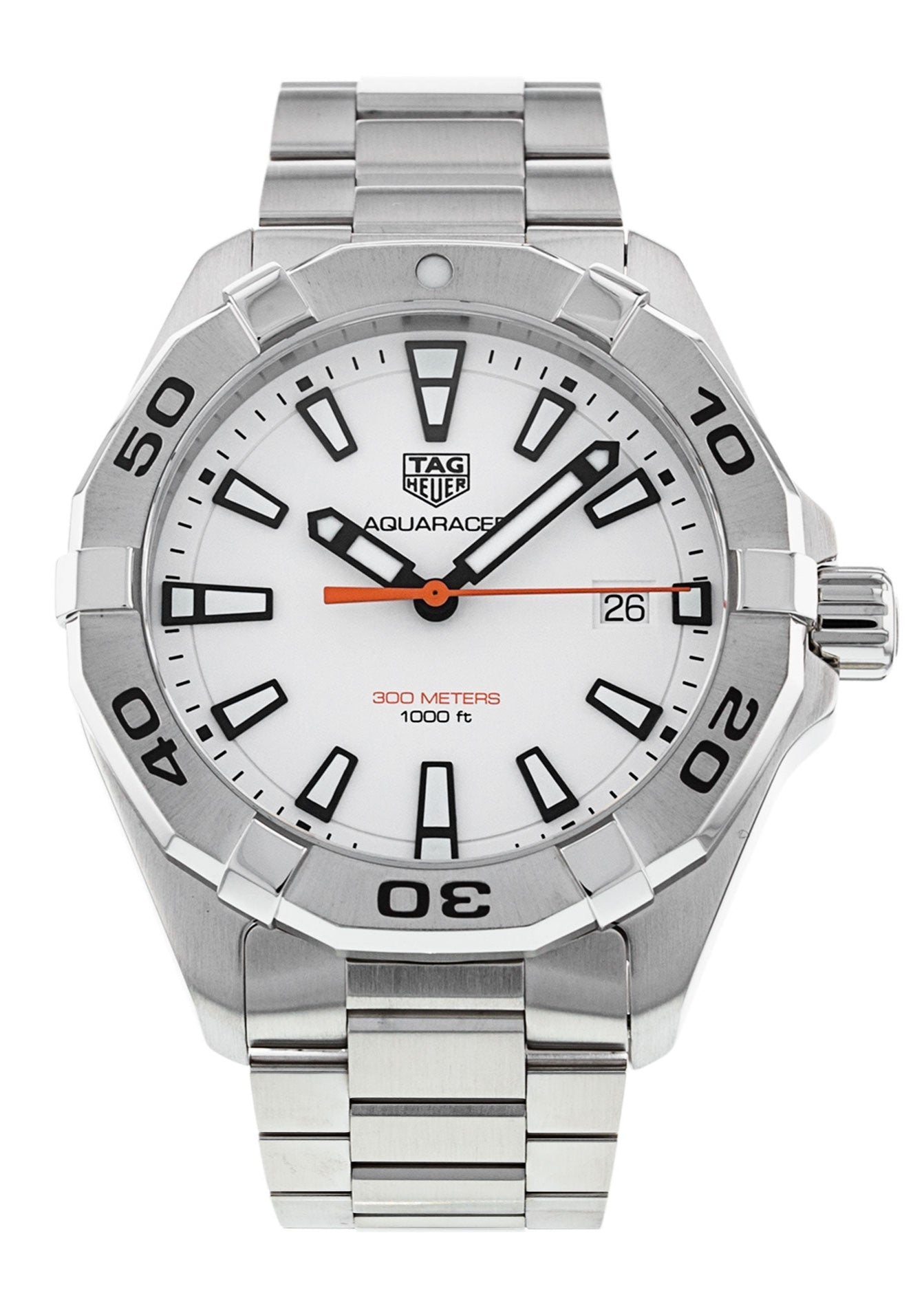  Shop Authentic Tag Heuer Aquaracer Quartz White Dial Silver Steel Strap Watch for Men - WBD1111.BA0928 - Luxxuri