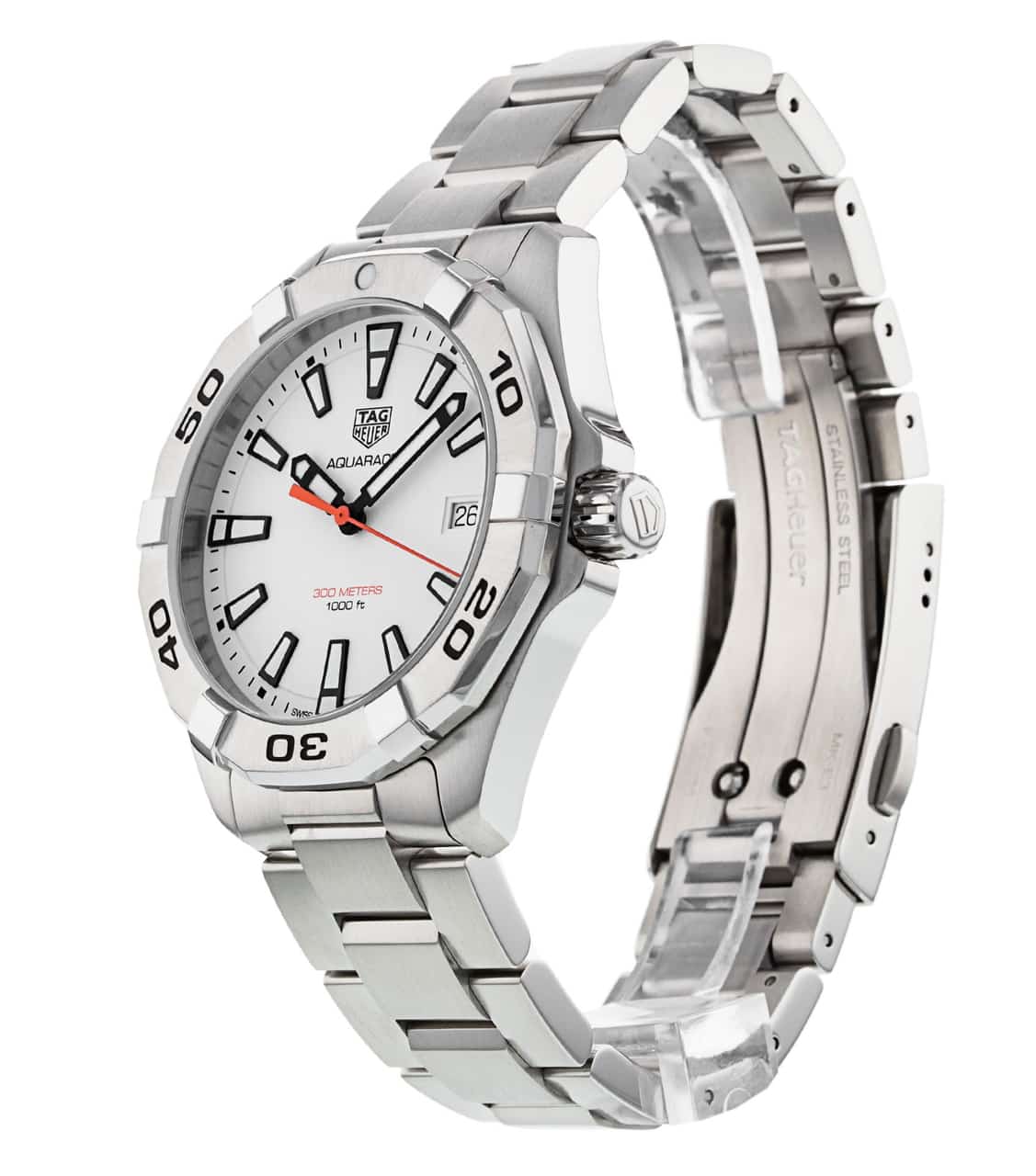  Shop Authentic Tag Heuer Aquaracer Quartz White Dial Silver Steel Strap Watch for Men - WBD1111.BA0928 - Luxxuri