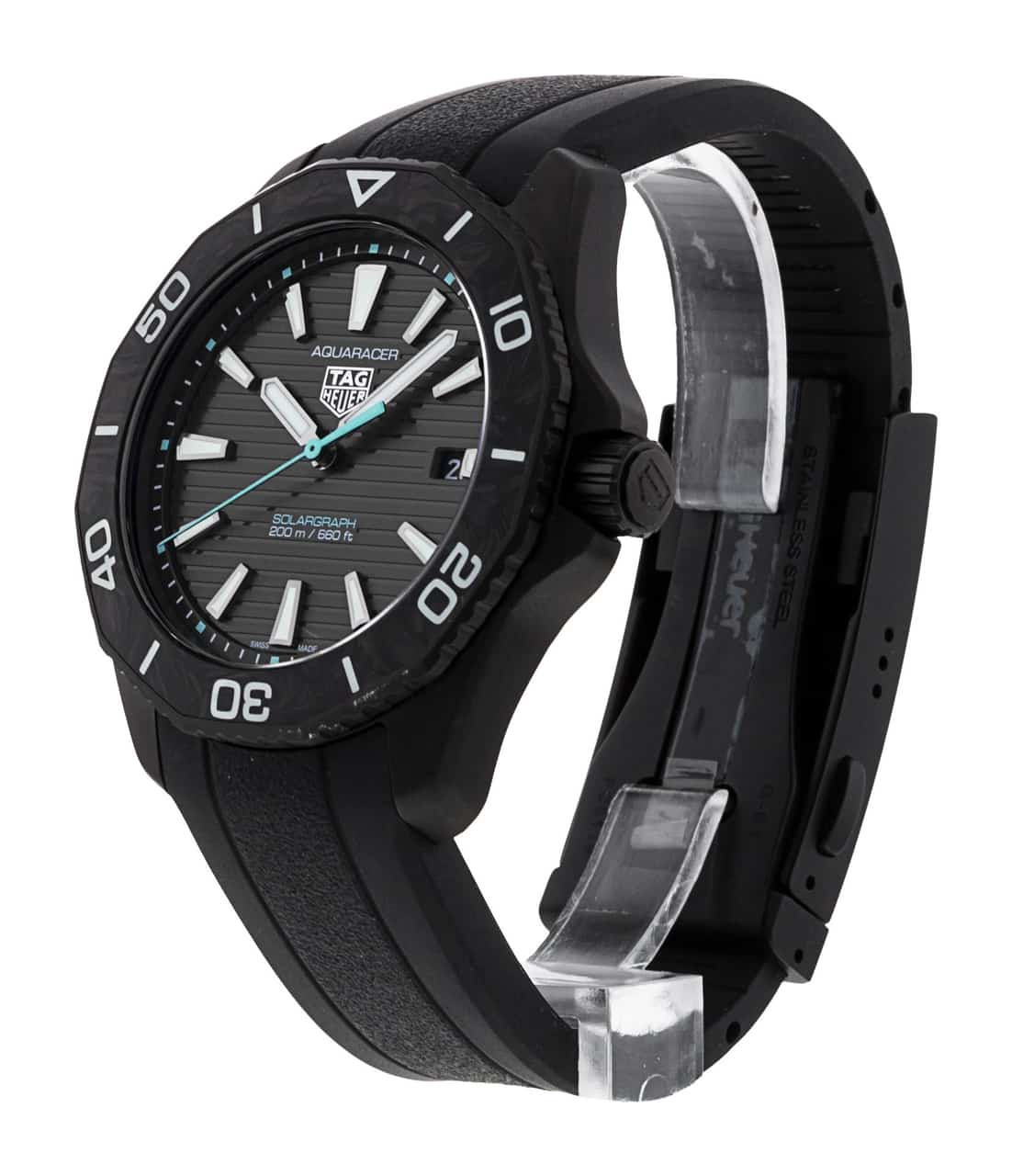  Shop Authentic Tag Heuer Aquaracer Professional 200 Solargraph Quartz Black Dial Black Rubber Strap Watch for Men - WBP1112.FT6199 - Luxxuri