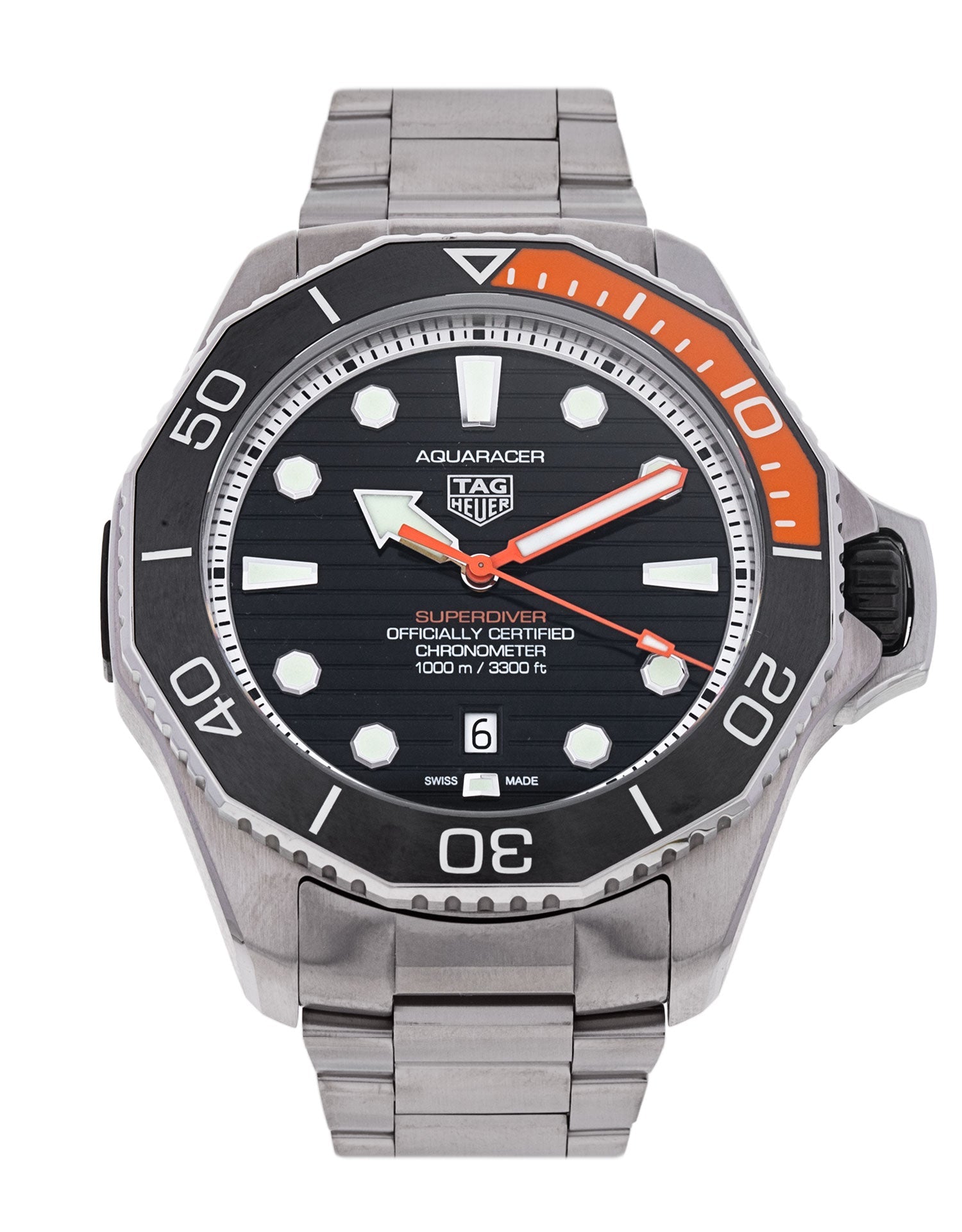  Shop Authentic Tag Heuer Aquaracer Professional 1000 Superdiver Automatic Black Dial Silver Steel Strap Watch for Men - WBP5A8A.BF0619 - Luxxuri
