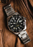  Shop Authentic Tag Heuer Aquaracer Black Dial Silver Steel Strap Strap Watch for Men - WAY201A.BA0927 - Luxxuri