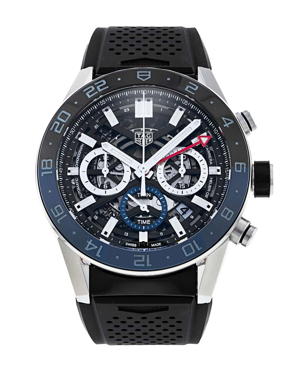  Shop Authentic Tag Heuer Carrera Automatic Chronograph Steel & Ceramic Black Dial Black Rubber Strap Watch for Men - CBG2A1Z.FT6157 - Luxxuri