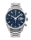  Shop Authentic Tag Heuer Carrera Chronograph 41mm Blue Dial Silver Steel Strap Watch for Men - CBK2112.BA0715 - Luxxuri