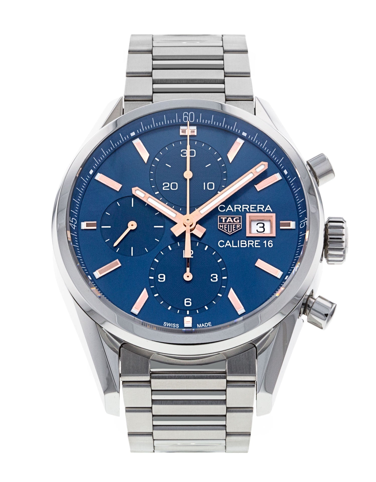 Shop Authentic Tag Heuer Carrera Automatic Chronograph Blue Dial Silver Steel Strap Watch for Men - CBK2115.BA0715 - Luxxuri