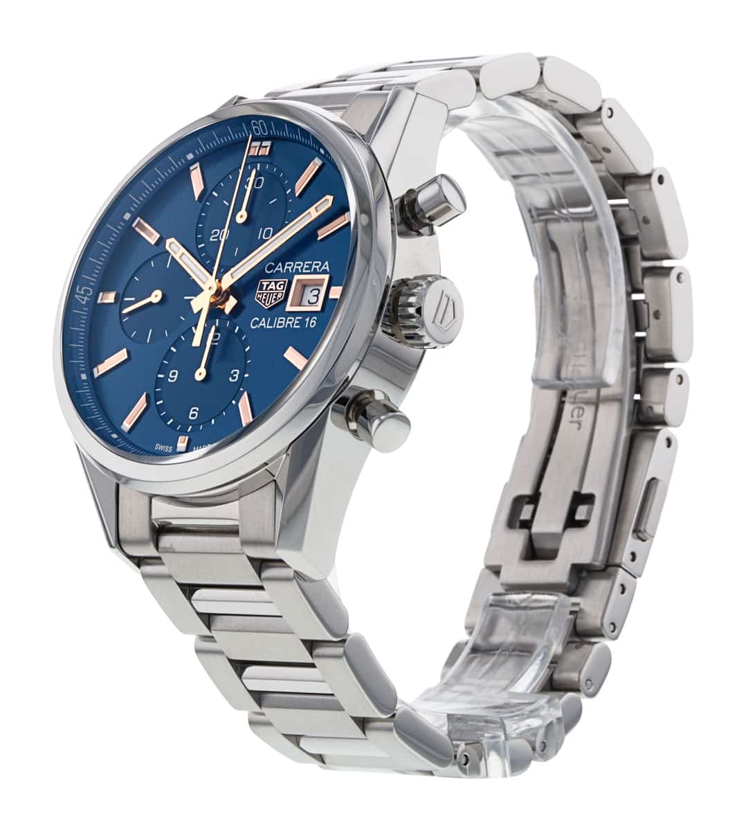  Shop Authentic Tag Heuer Carrera Automatic Chronograph Blue Dial Silver Steel Strap Watch for Men - CBK2115.BA0715 - Luxxuri