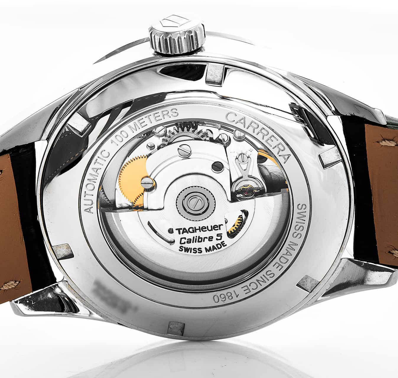 Tag Heuer Carrera Calibre 5 Automatic White Dial Brown Leather Strap Watch for Men - WAR201D.FC6291