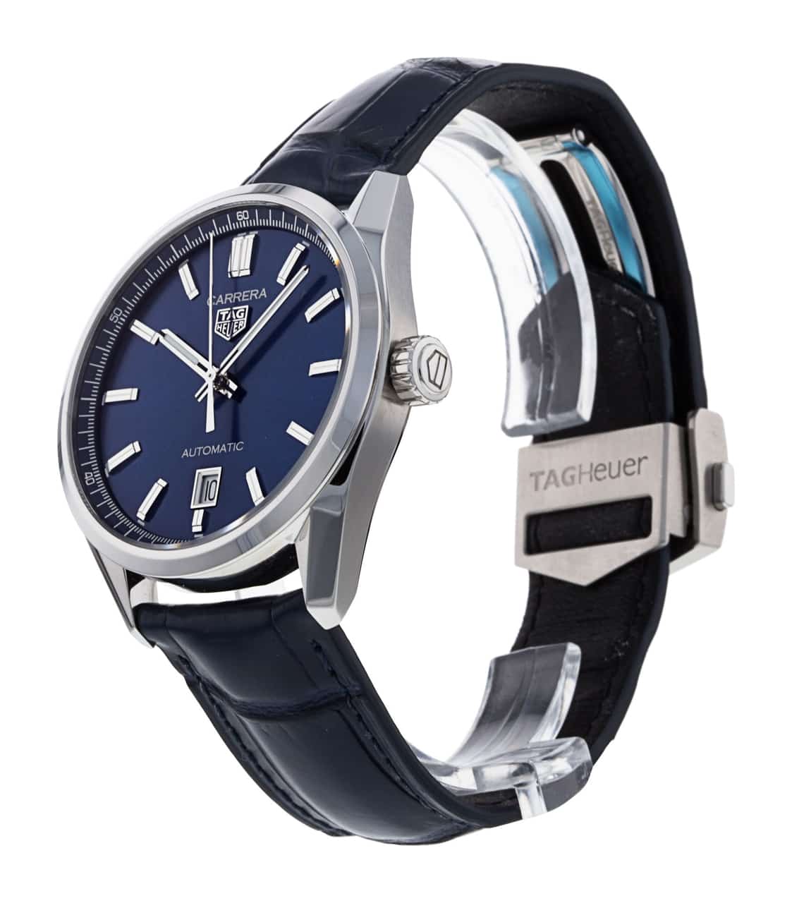  Shop Authentic Tag Heuer Carrera Date Blue Dial Blue Leather Strap Watch for Men - WBN2112.FC6504 - Luxxuri