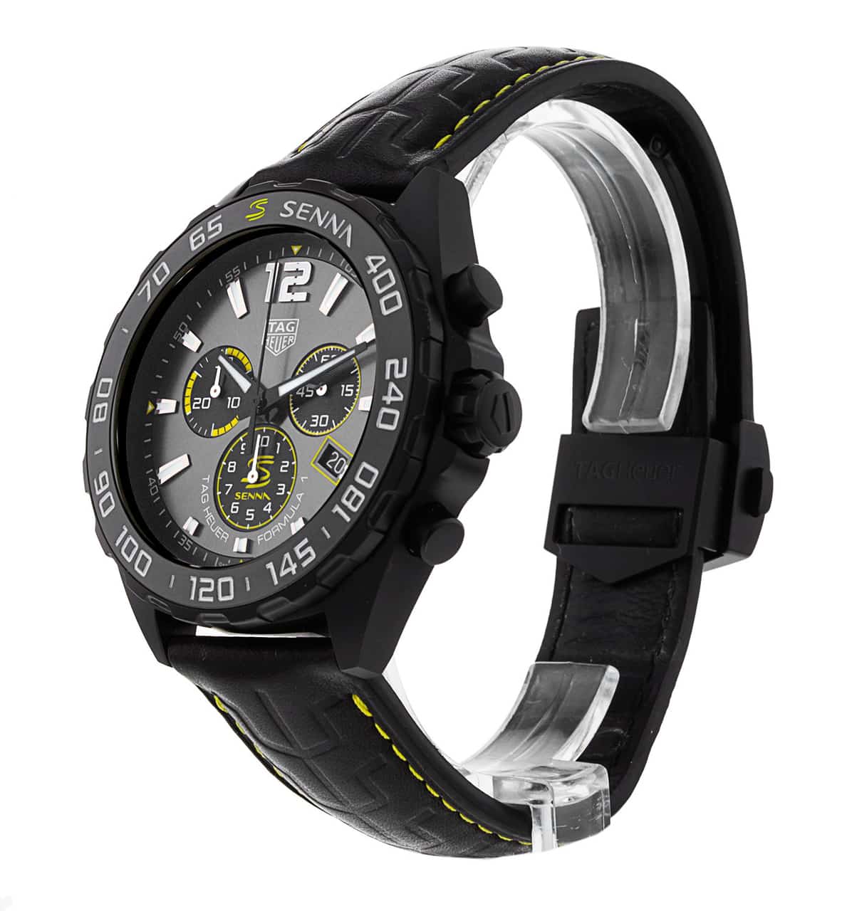  Shop Authentic Tag Heuer Formula 1 Chronograph Senna Black Dial Black Leather Strap Watch for Men - CAZ101AJ.FC6487 - Luxxuri