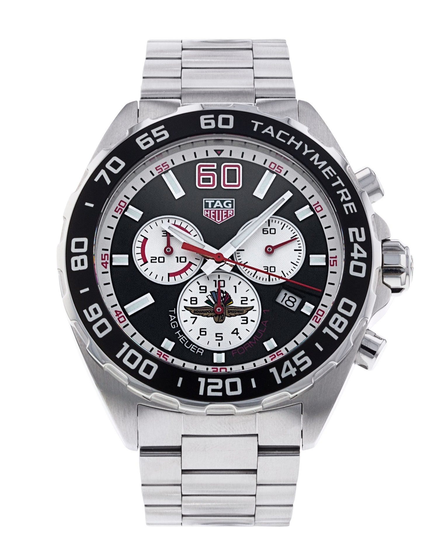 Tag Heuer Formula 1 Indy 500 Special Edition Black Dial Silver Steel Strap Watch for Men - CAZ101V.BA0842