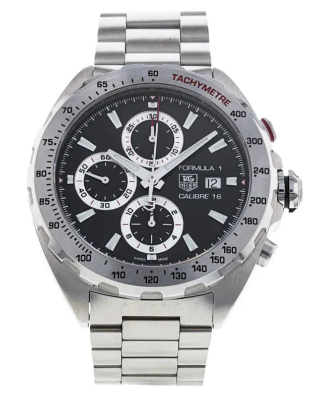 Tag Heuer Formula 1 Calibre 16 Automatic Chronograph Black Dial Silver Steel Strap Watch for Men - CAZ2010.BA0876