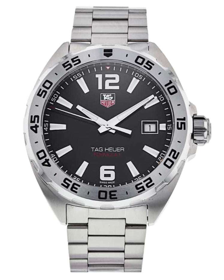 Tag Heuer Formula 1 Stainless Steel 41mm Black Dial Silver Steel Strap Watch for Men - WAZ1112.BA0875