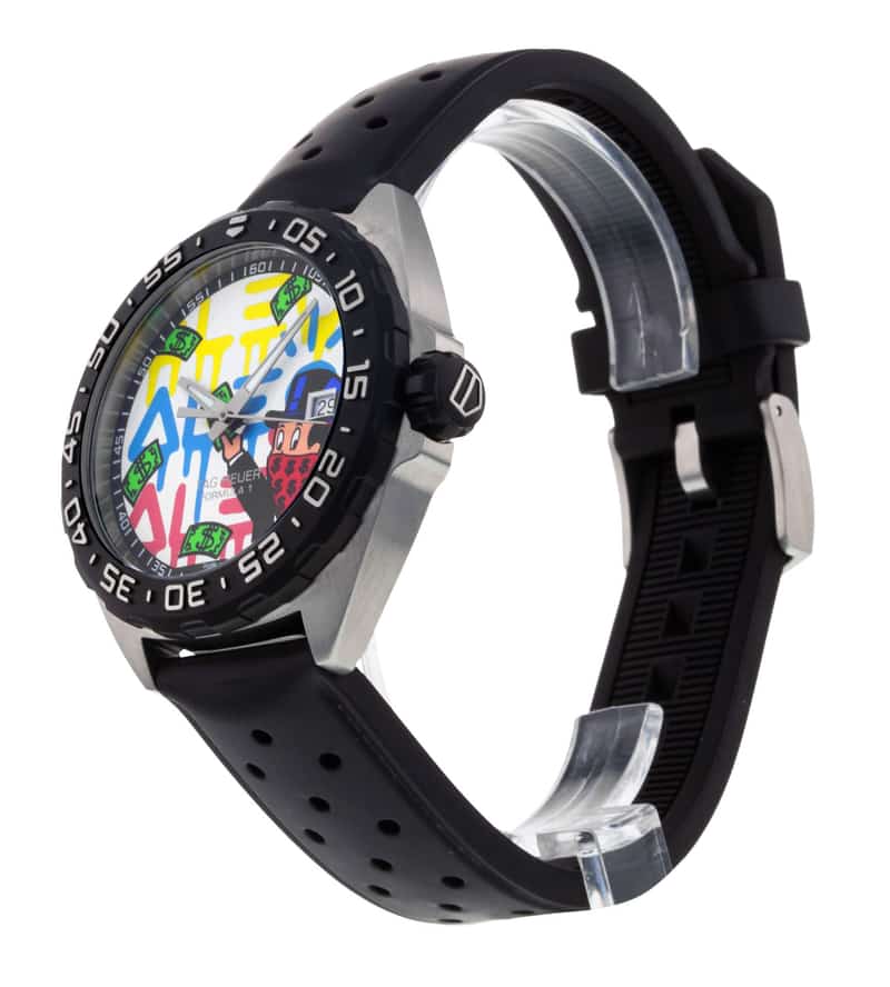Tag Heuer Formula 1 Alec Monopoly Special Edition Black Rubber Strap Watch for Men - WAZ1119.FT8023