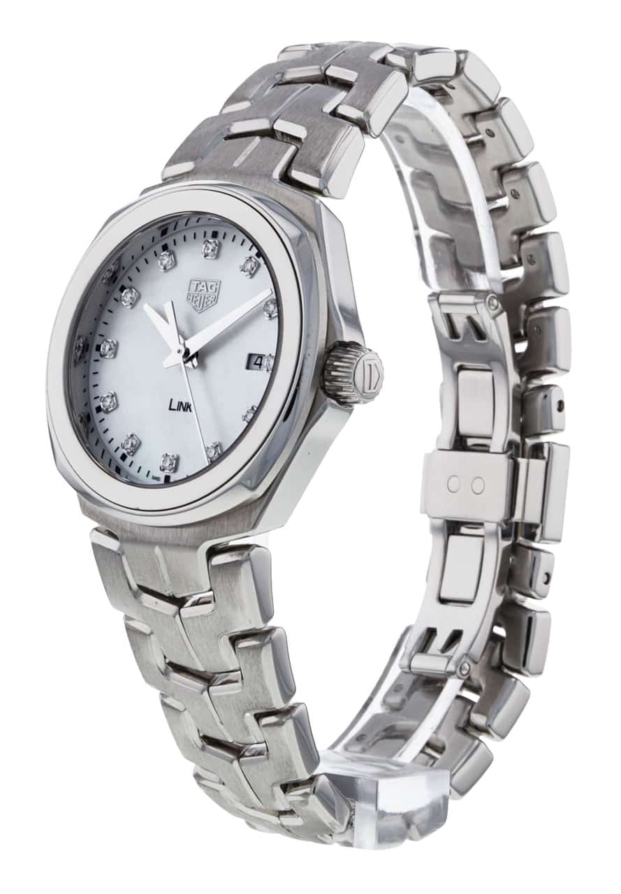  Shop Authentic Tag Heuer Link Quartz Diamonds Mother of Pearl Dial Silver Steel Strap Watch for Women - WBC1312.BA0600 - Luxxuri