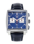  Shop Authentic Tag Heuer Monaco Automatic Chronograph Blue Dial Blue Leather Strap Watch for Men - CBL2111.FC6453 - Luxxuri