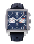 Shop Authentic Tag Heuer Monaco Gulf Automatic Chronograph Blue Dial Blue Leather Strap Watch for Men - CBL2115.FC6494 - Luxxuri