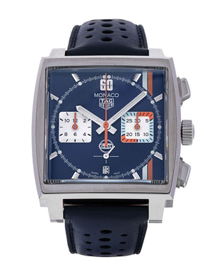  Shop Authentic Tag Heuer Monaco Gulf Automatic Chronograph Blue Dial Blue Leather Strap Watch for Men - CBL2115.FC6494 - Luxxuri