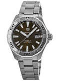  Shop Authentic Tag Heuer Aquaracer Calibre 5 Automatic Sunray Brown Dial Silver Steel Strap Watch for Men - WAY2018.BA0927 - Luxxuri