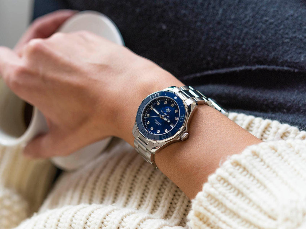 Tag Heuer Aquaracer 35mm Quartz Blue Dial Silver Steel Strap Watch for Women - WSY131L.BA0748