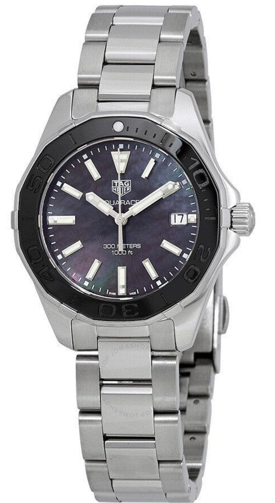  Shop Authentic Tag Heuer Aquaracer Quartz Black Dial Silver Steel Strap Watch for Women - WAY131K.BA0748 - Luxxuri