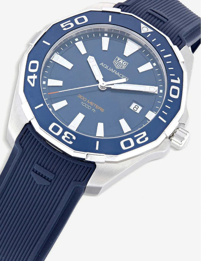  Shop Authentic Tag Heuer Aquaracer Quartz Blue Dial Blue Rubber Strap Watch for Men - WAY101C.FT6153 - Luxxuri