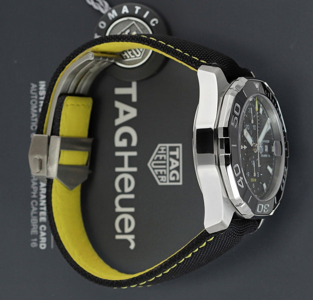  Shop Authentic Tag Heuer Aquaracer Automatic Chronograph Black Dial Black Nylon Strap Watch for Men - CAY211A.FC6361 - Luxxuri