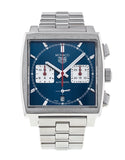  Shop Authentic Tag Heuer Monaco Automatic Chronograph Blue Dial Silver Steel Strap Watch for Men - CBL2111.BA0644 - Luxxuri