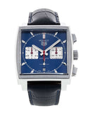  Shop Authentic Tag Heuer Monaco Automatic Chronograph Blue Dial Blue Leather Strap Watch for Men - CBL2111.FC6453 - Luxxuri