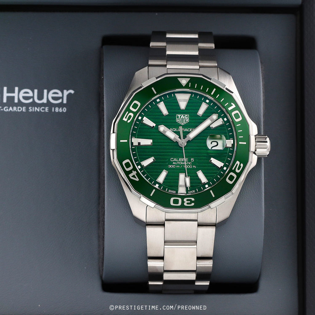  Shop Authentic Tag Heuer Aquaracer Green Dial Watch for Men - WAY201S.BA0927 - Luxxuri