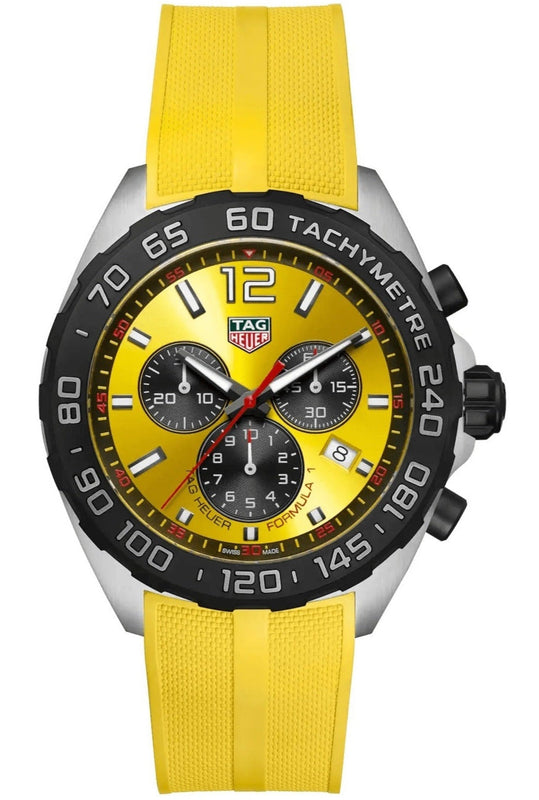  Shop Authentic Tag Heuer Formula 1 Chronograph Yellow Dial Yellow Rubber Strap Watch for Men - CAZ101AM.FT8054 - Luxxuri