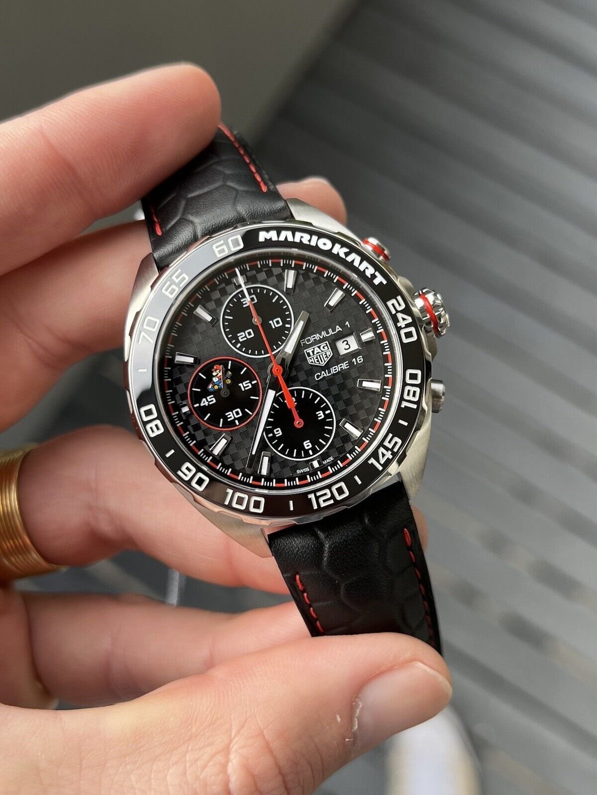  Shop Authentic Tag Heuer Formula 1 Mario Kart Chronograph Black Dial Black Leather Strap Watch for Men - CAZ201E.FC6517 - Luxxuri