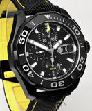  Shop Authentic Tag Heuer Aquaracer Chronograph PVD Black Dial Black Nylon Strap Watch for Men - CAY218A.FC6361 - Luxxuri