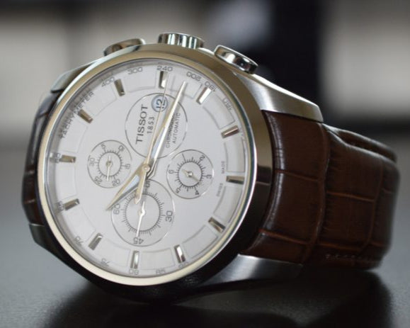  Shop Authentic Tissot Couturier Chronograph White Dial Brown Leather Strap Watch For Men - T035.617.16.031.00 - Luxxuri
