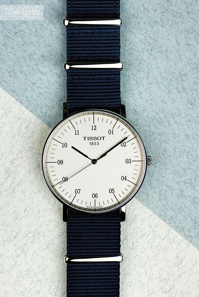 Tissot T Classic Everytime Large White Dial Blue NATO Strap Watch For Men - T109.610.17.037.00