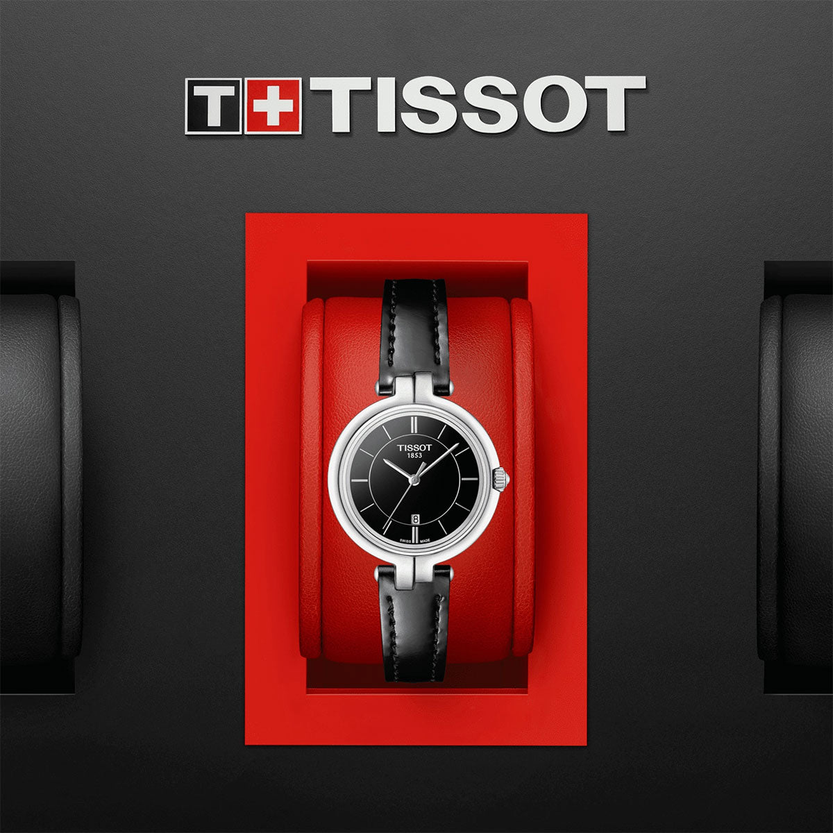  Shop Authentic Tissot T Lady Flamingo Black Dial Black Leather Strap Watch For Women - T094.210.16.051.00 - Luxxuri