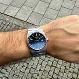  Shop Authentic Tissot Powermatic 80 Automatic Gradient Blue Dial Silver Steel Strap Watch for Men - T137.407.11.051.01 - Luxxuri