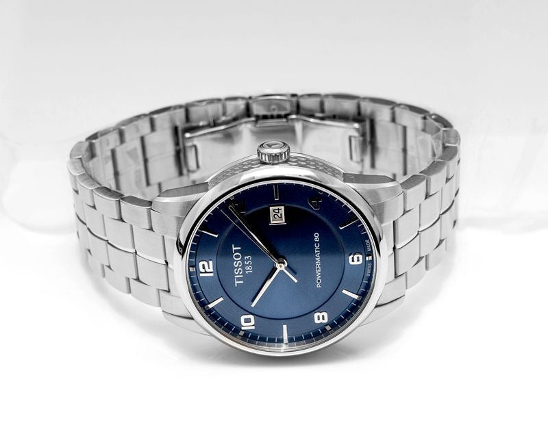 Tissot Luxury Powermatic 80 Blue Dial Silver Steel Strap Watch For Men - T086.407.11.047.00