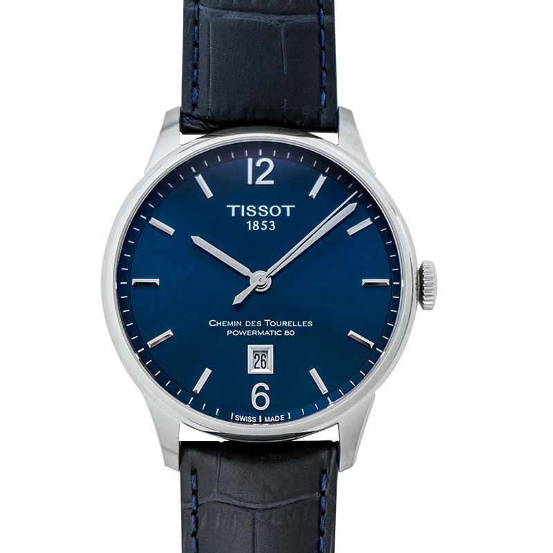  Shop Authentic Tissot Chemin Des Tourelles Powermatic 80 Blue Dial Blue Leather Strap Watch for Men - T099.407.16.047.00 - Luxxuri