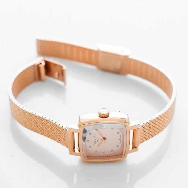  Shop Authentic Tissot Lovely Square Lady Quartz Rose Gold Dial Rose Gold Mesh Bracelet Watch For Women - T058.109.33.456.00 - Luxxuri