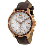  Shop Authentic Tissot Quickster Chronograph 42mm White Dial Brown Leather Strap Watch For Men - T095.417.36.037.00 - Luxxuri