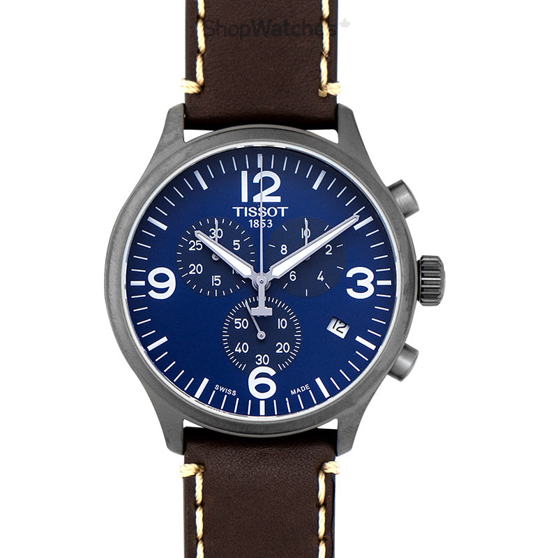  Shop Authentic Tissot Chrono XL Blue Dial Brown Leather Strap Watch For Men - T116.617.36.047.00 - Luxxuri