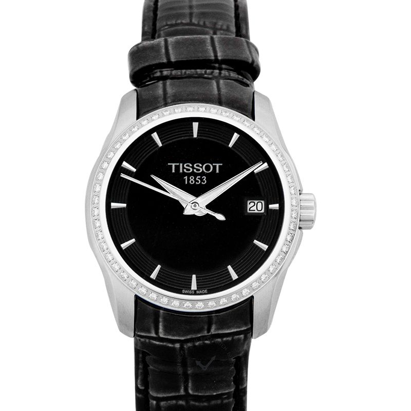  Shop Authentic Tissot T Trend Couturier Diamonds Black Dial Black Leather Strap Watch for Women - T035.210.66.051.00 - Luxxuri
