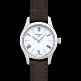  Shop Authentic Tissot Tradition 5.5 Lady Silver Dial Brown Leather Strap Watch for Women - T063.009.16.018.00 - Luxxuri