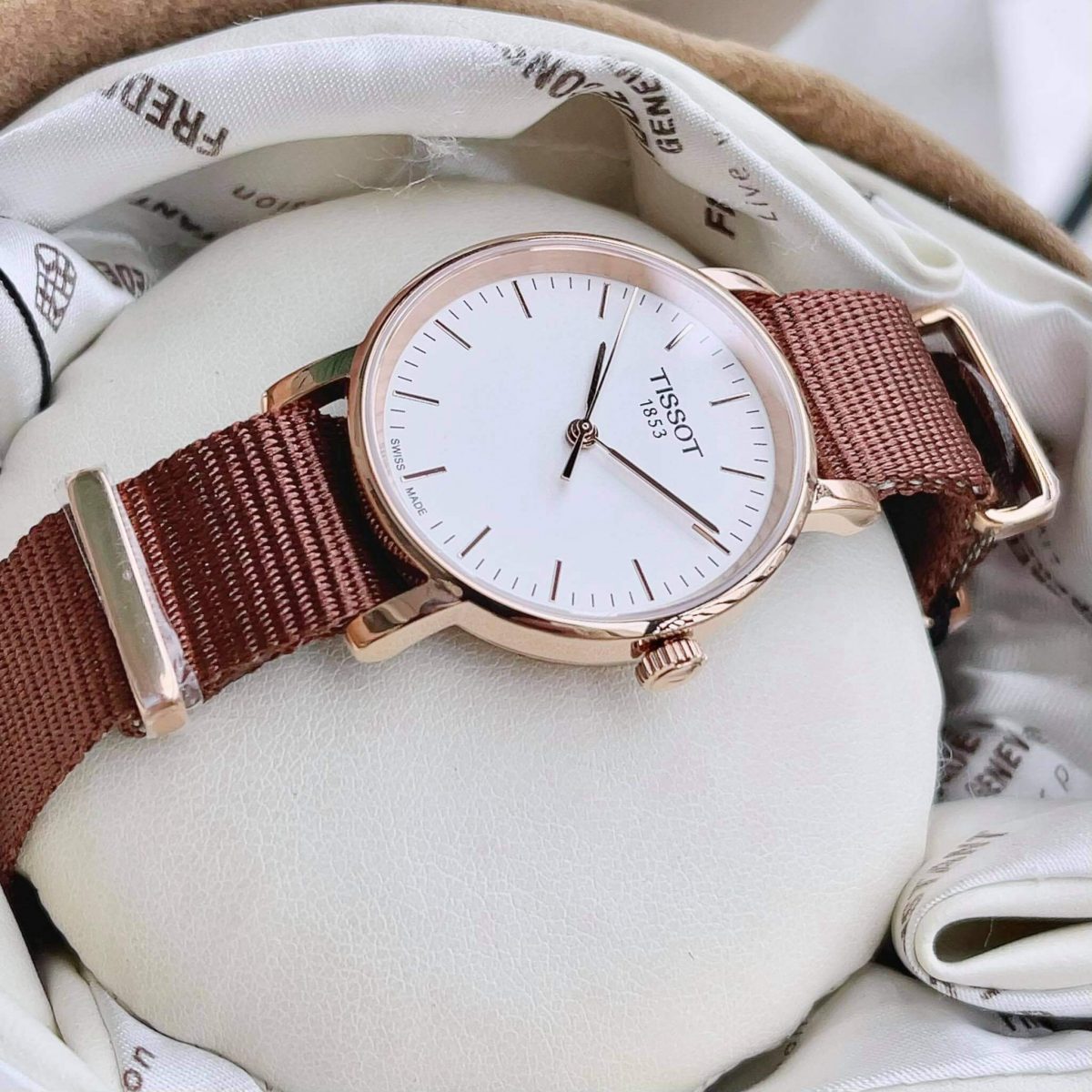  Shop Authentic Tissot Everytime Desire White Dial Maroon NATO Strap Watch for Women - T109.210.37.031.00 - Luxxuri