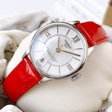  Shop Authentic Tissot Chemin Des Tourelles Powermatic 80 Mother of Pearl White Dial Red Leather Strap Watch For Women - T099.207.16.118.00 - Luxxuri