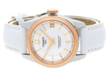  Shop Authentic Tissot T-Classic Powermatic 80 Mother of Pearl Silver Dial White Leather Strap Watch For Women - T108.208.26.117.00 - Luxxuri
