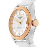  Shop Authentic Tissot T-Classic Powermatic 80 Mother of Pearl Silver Dial White Leather Strap Watch For Women - T108.208.26.117.00 - Luxxuri